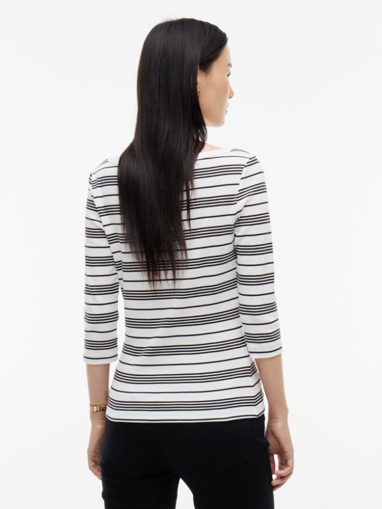 Multi Slim Boat Neck Three-Quarter Sleeve T-Shirt  Women