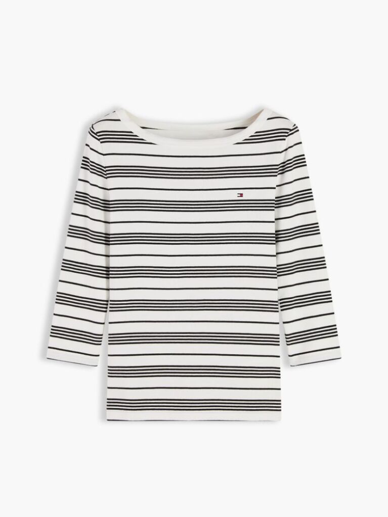 Multi Slim Boat Neck Three-Quarter Sleeve T-Shirt  Women