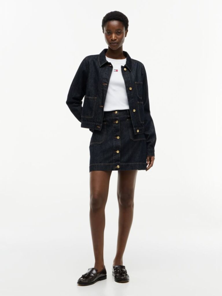 Blue Gold-Tone Button Denim Jacket  Women