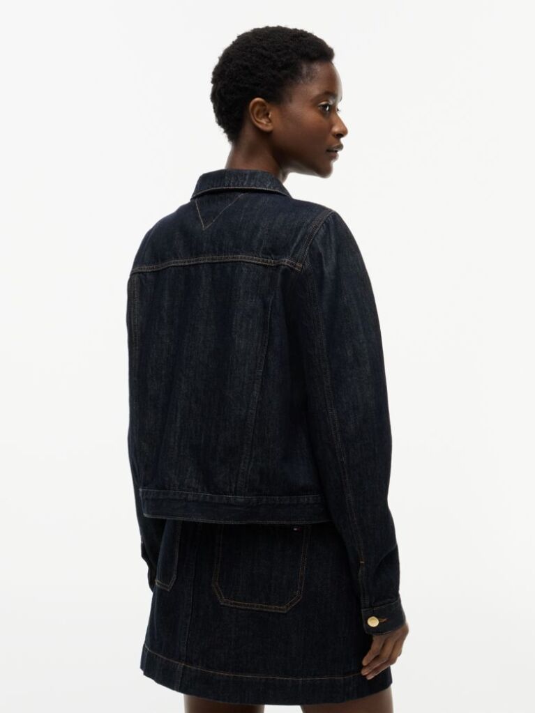 Blue Gold-Tone Button Denim Jacket  Women