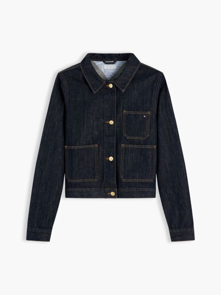 Blue Gold-Tone Button Denim Jacket  Women