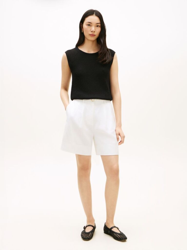Black Open-Knit Crochet Raglan Short Sleeve Top  Women