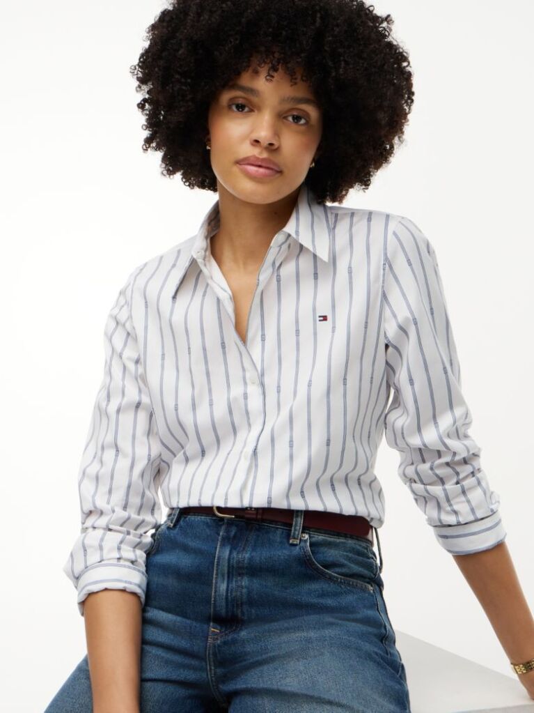 Multi Regular Fit Flag Embroidery Poplin Shirt  Women