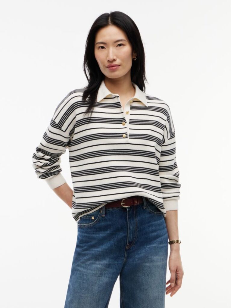 Multi Premium Knit Gold-Tone Button Polo Jumper  Women