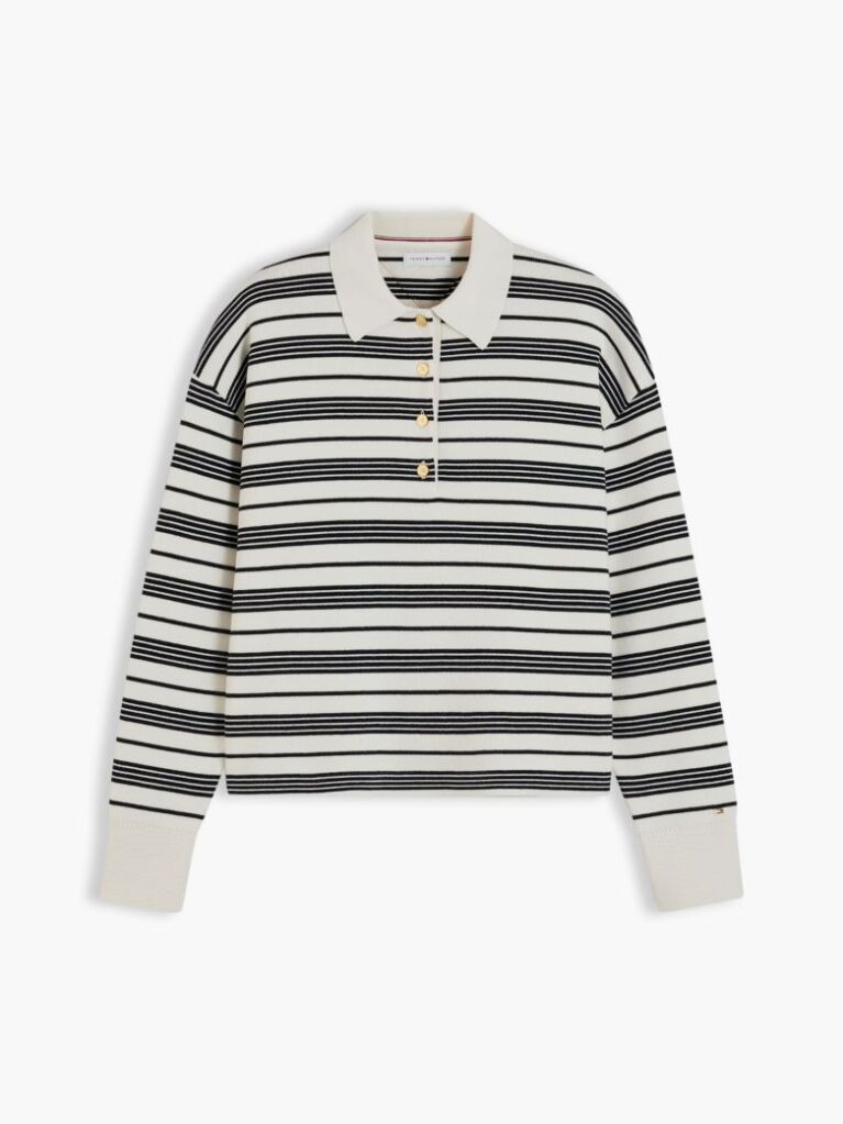 Multi Premium Knit Gold-Tone Button Polo Jumper  Women