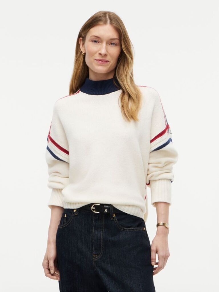 Beige Pure Wool Oversized Mock Neck Jumper  Women