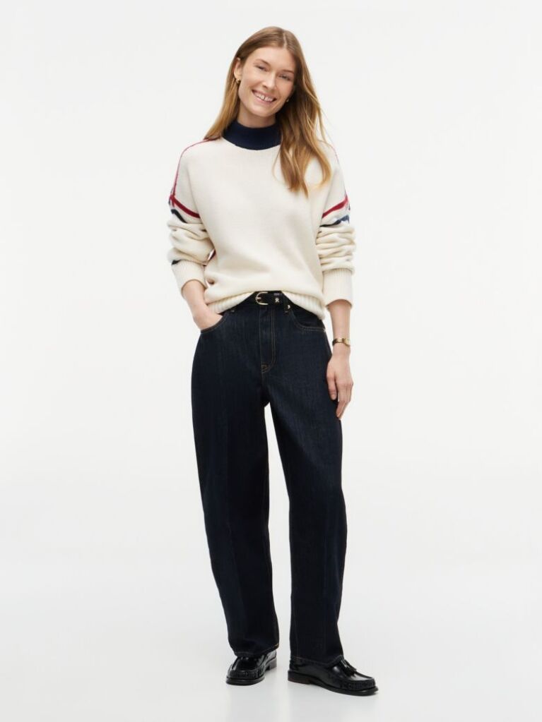 Beige Pure Wool Oversized Mock Neck Jumper  Women