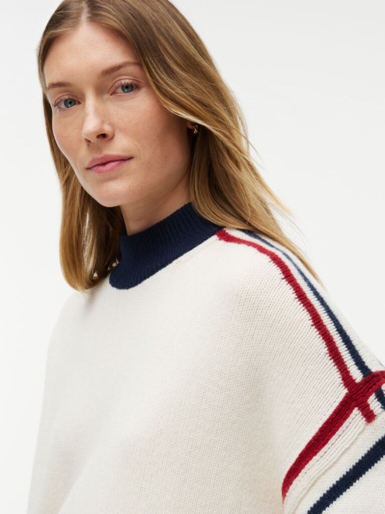 Beige Pure Wool Oversized Mock Neck Jumper  Women