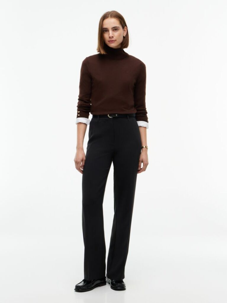 Brown Pure Wool Slim Turtleneck Jumper  Women