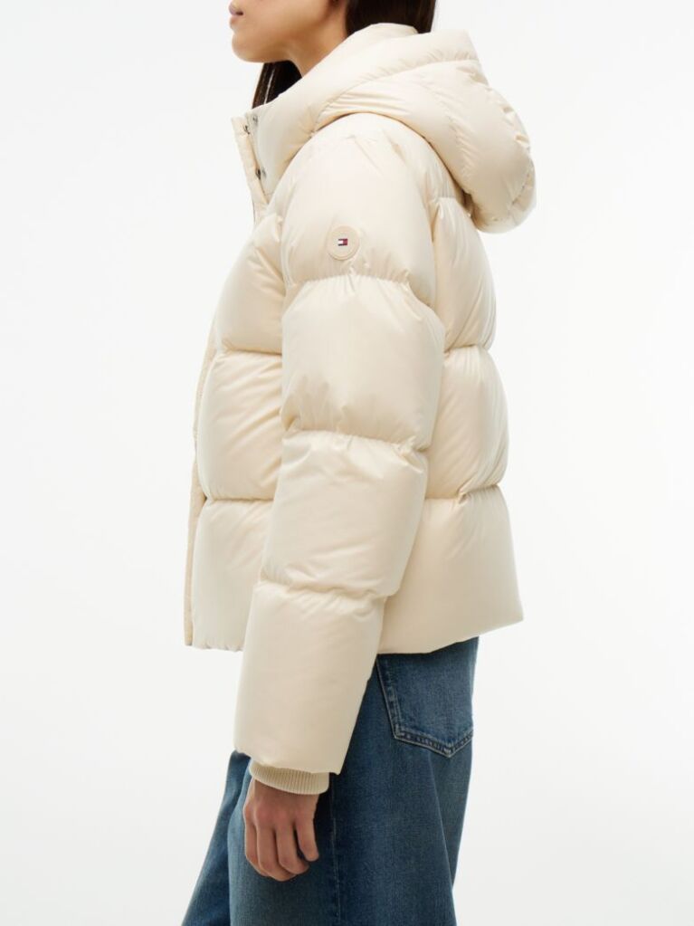 Beige Logo Embroidery Water Repellent Down Jacket  Women