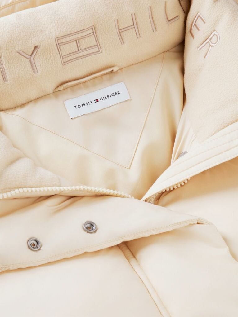 Beige Logo Embroidery Water Repellent Down Jacket  Women