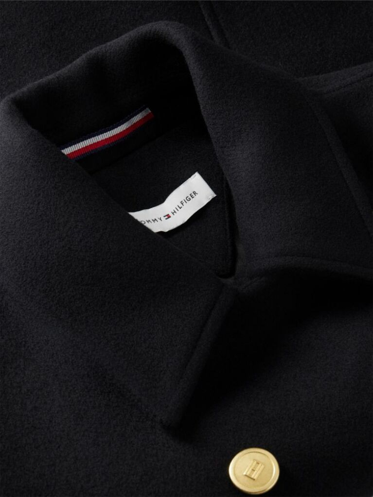 Black Manteco Wool Blend Slim Peacoat Jacket  Women
