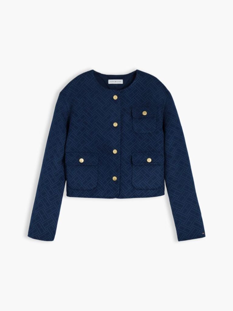 Blue Double-Faced Wool Blend Jacquard Slim Jacket  Women