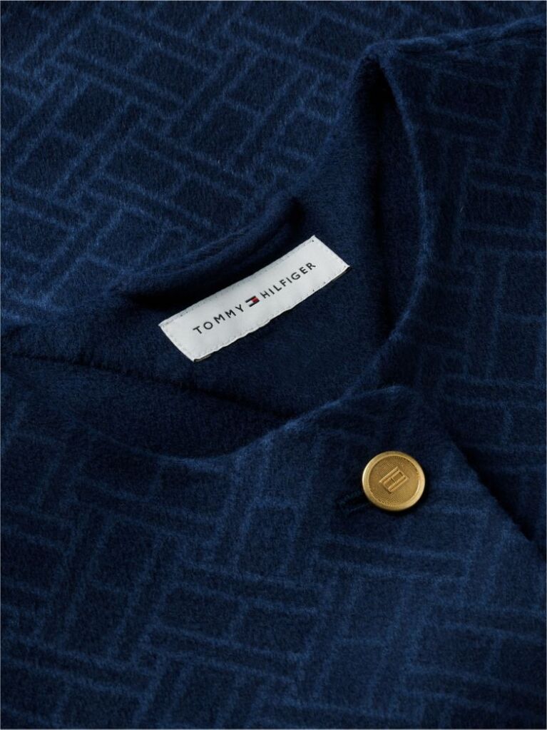 Blue Double-Faced Wool Blend Jacquard Slim Jacket  Women