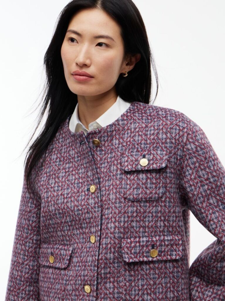 Multi Double-Faced Wool Blend Jacquard Slim Jacket  Women