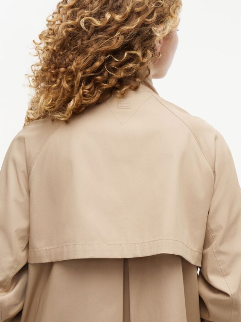 Beige Flag Jacquard Twill Relaxed Cape Coat  Women