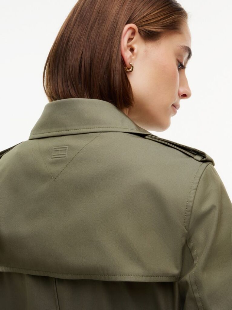 Green Buckle Belt Double Breasted Trench Coat  Women
