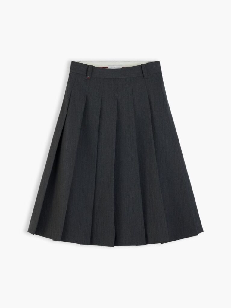 Grey Metal Flag Pleated Skirt  Women