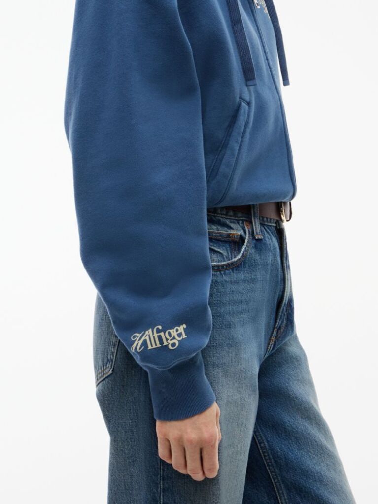 Blue Logo Zip-Thru Oversized Hoody  Women