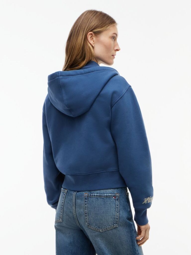 Blue Logo Zip-Thru Oversized Hoody  Women