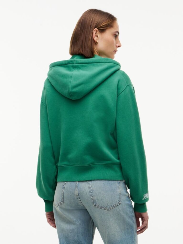 Green Logo Zip-Thru Oversized Hoody  Women