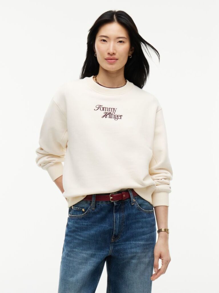 Beige Logo Relaxed Terry Sweatshirt  Women