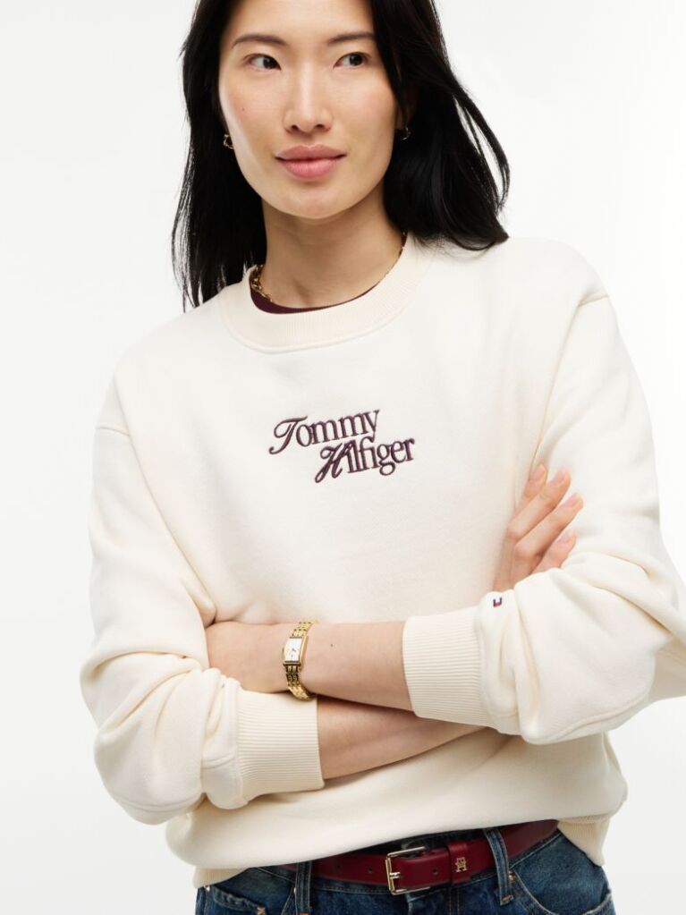 Beige Logo Relaxed Terry Sweatshirt  Women