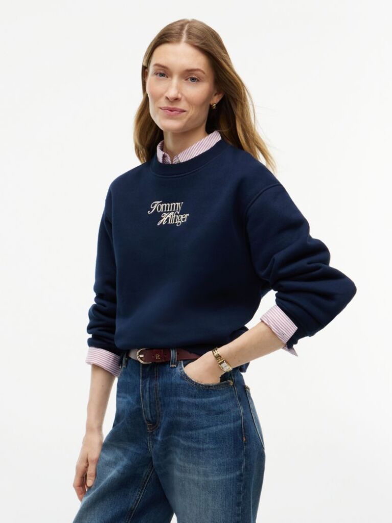 Blue Logo Relaxed Terry Sweatshirt  Women