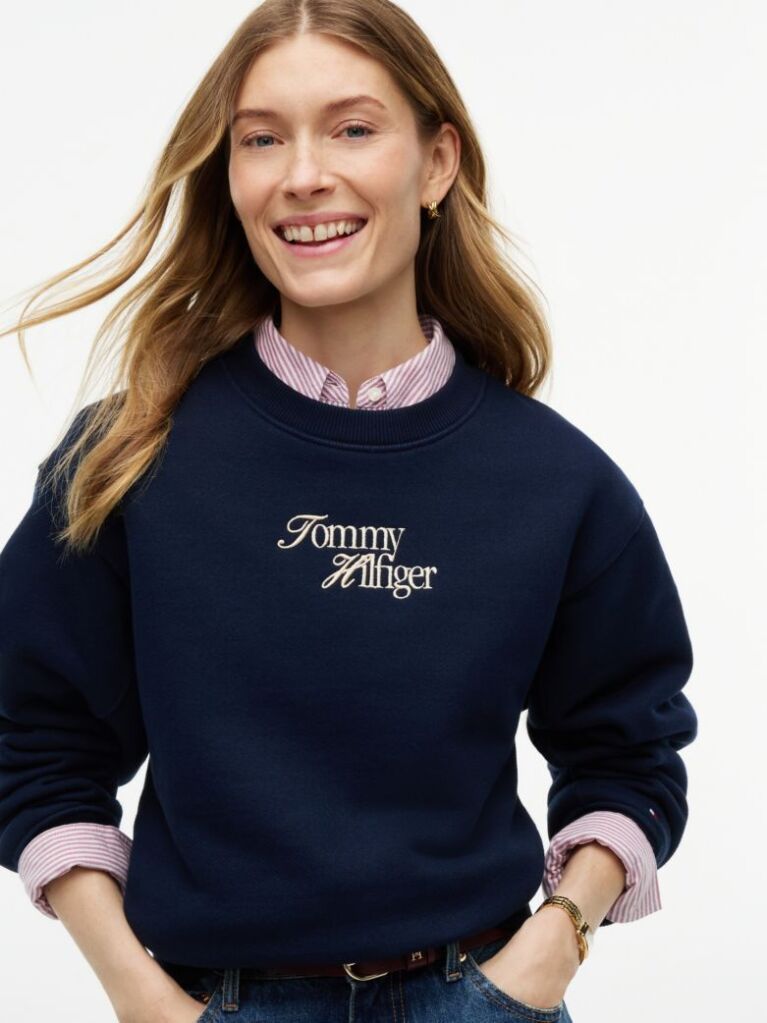 Blue Logo Relaxed Terry Sweatshirt  Women