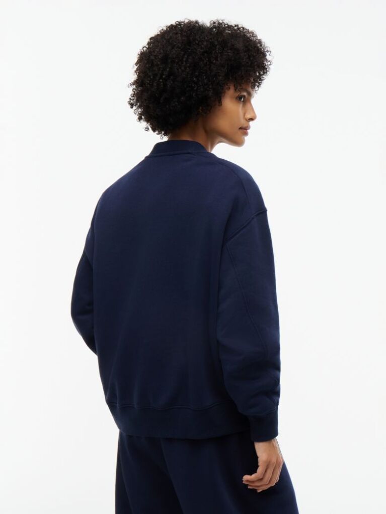 Μπλε Oversized Φούτερ Με Varsity Λογότυπο   Γυναίκες