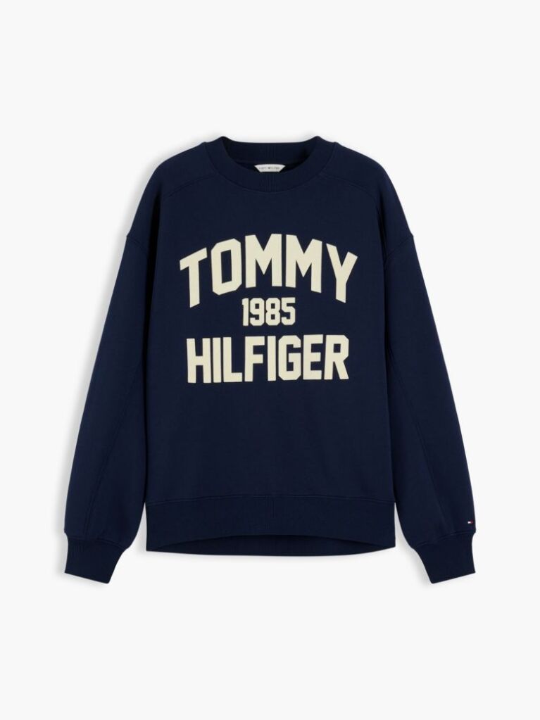 Μπλε Oversized Φούτερ Με Varsity Λογότυπο   Γυναίκες