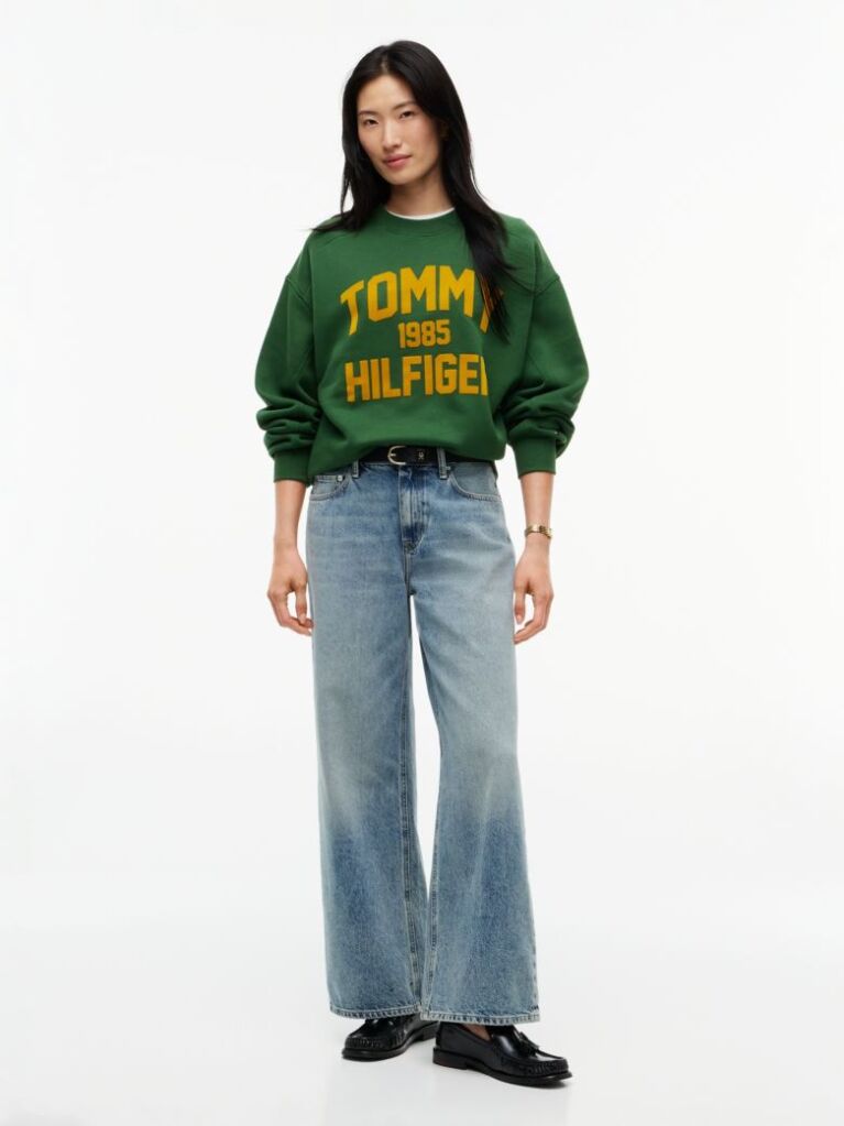 Πράσινο Oversized Φούτερ Με Varsity Λογότυπο   Γυναίκες
