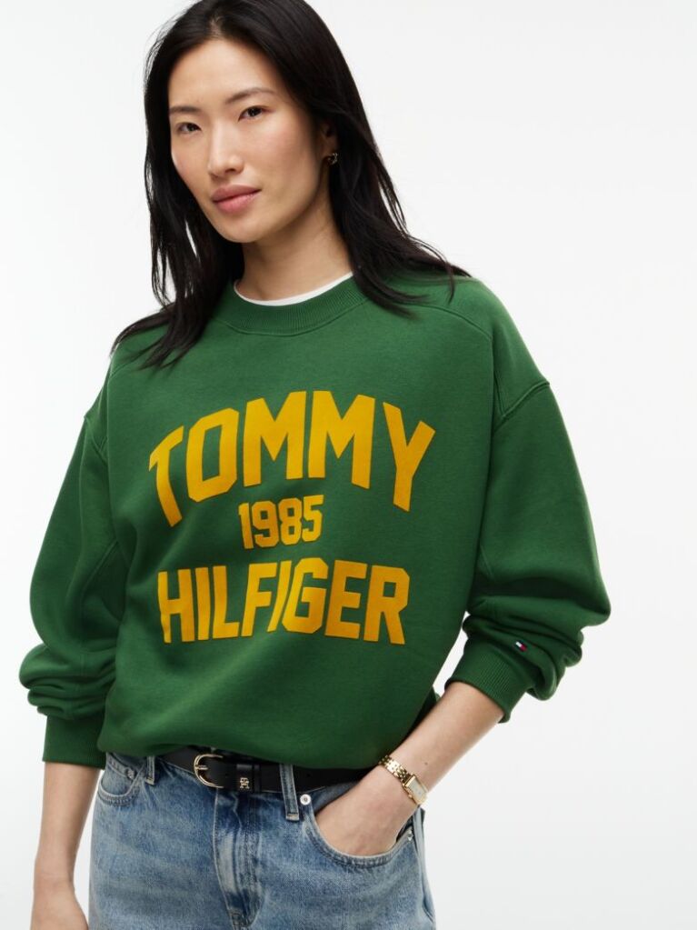 Πράσινο Oversized Φούτερ Με Varsity Λογότυπο   Γυναίκες