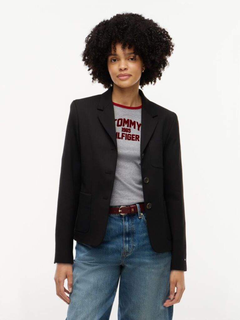 Black Timeless Wool Blend Single Breasted Blazer  Women