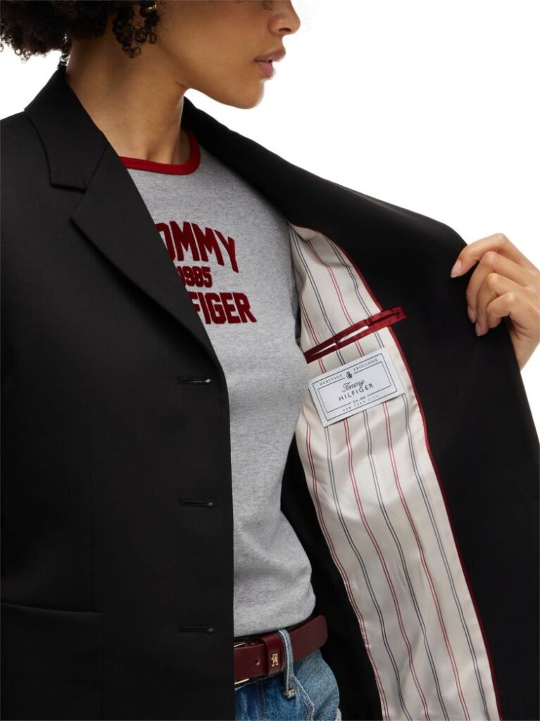 Black Timeless Wool Blend Single Breasted Blazer  Women