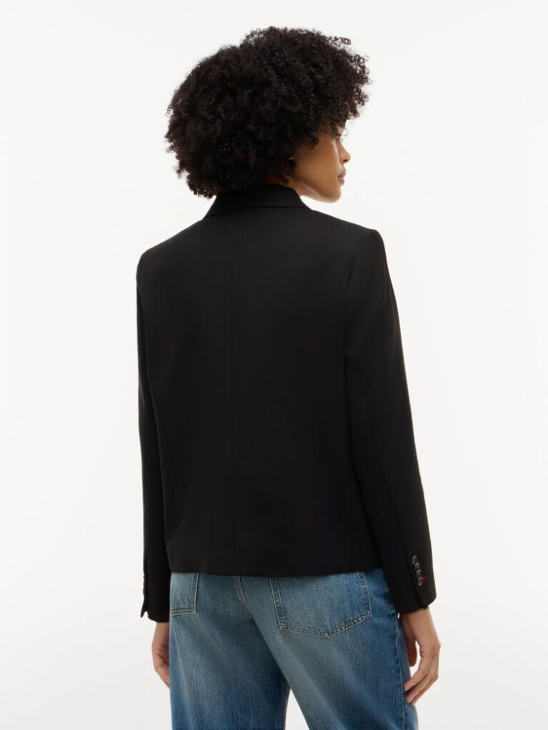 Black Timeless Wool Blend Single Breasted Blazer  Women