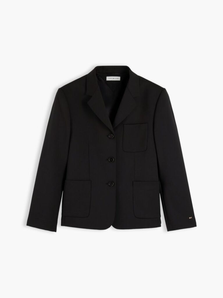 Black Timeless Wool Blend Single Breasted Blazer  Women