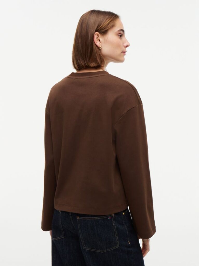 Brown Interlock Knit Relaxed Long Sleeve T-Shirt  Women