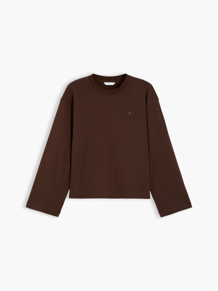 Brown Interlock Knit Relaxed Long Sleeve T-Shirt  Women