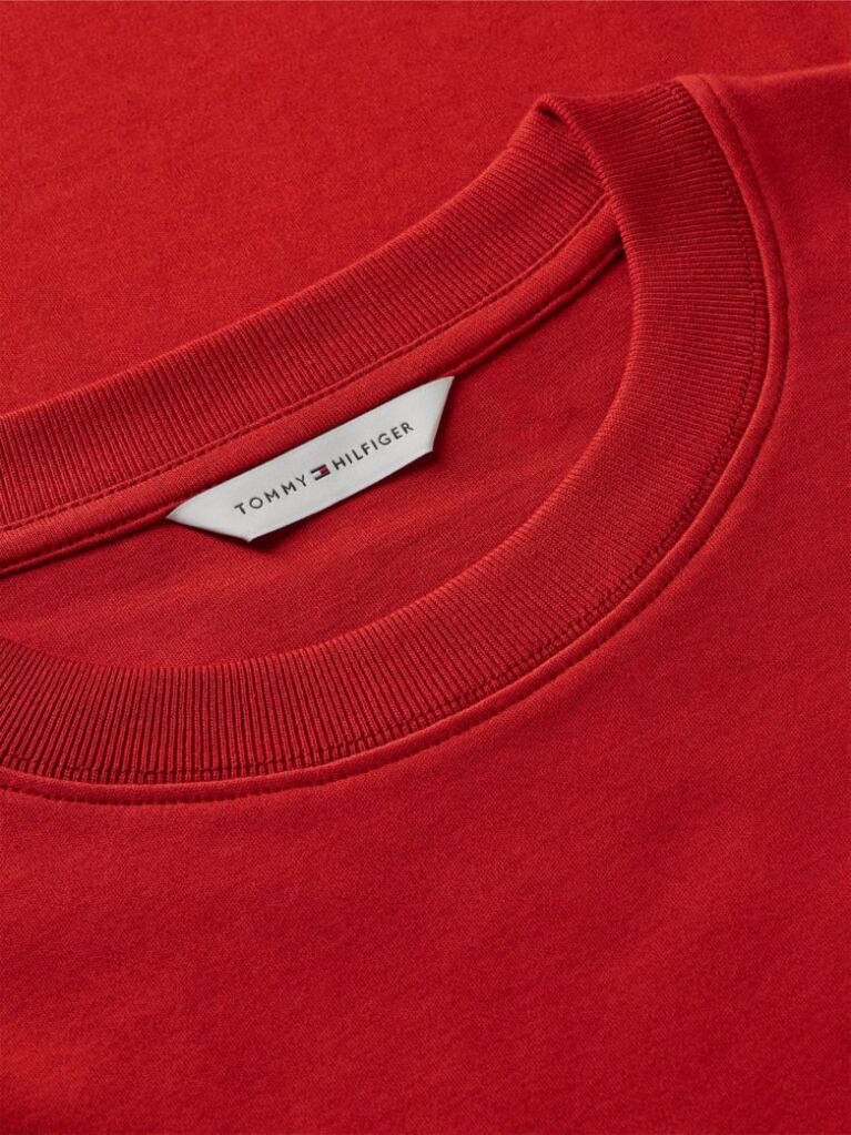 Κόκκινο Άνετο Μακρυμάνικο T-Shirt Με Interlock Πλέξη  Γυναίκες