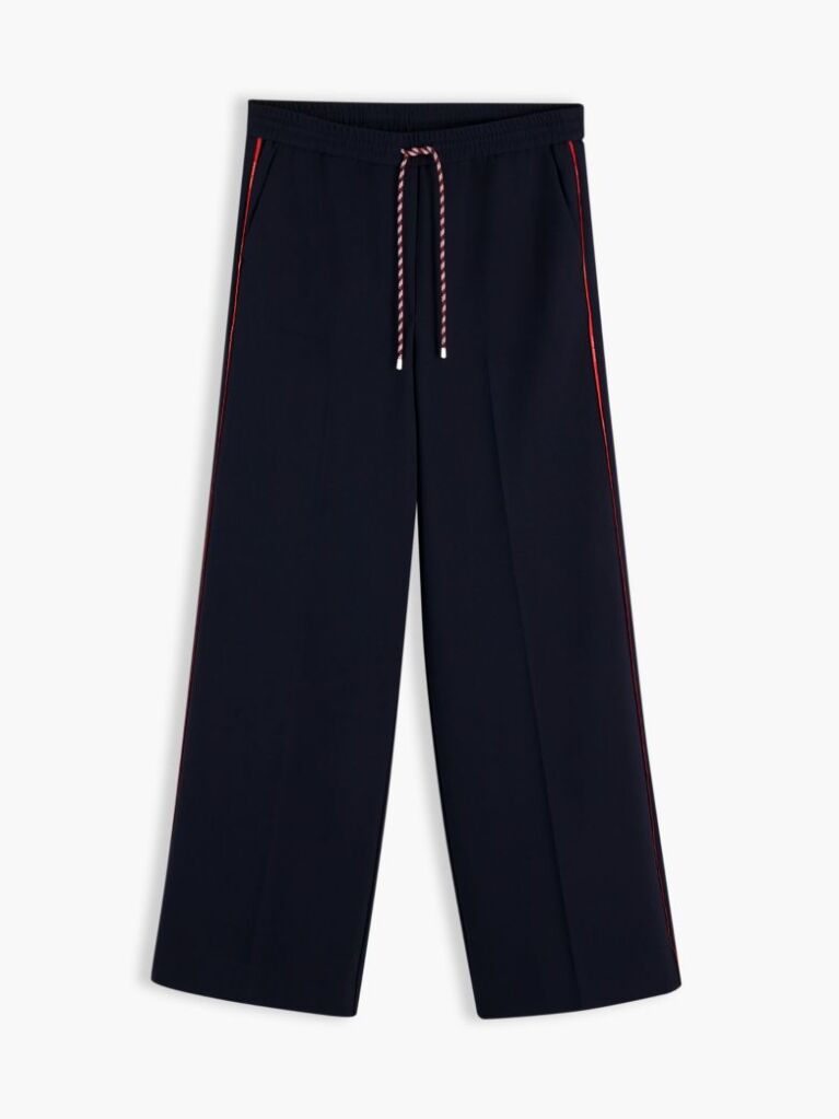 Blue Global Stripe Drawstring Wide Leg Trousers  Women