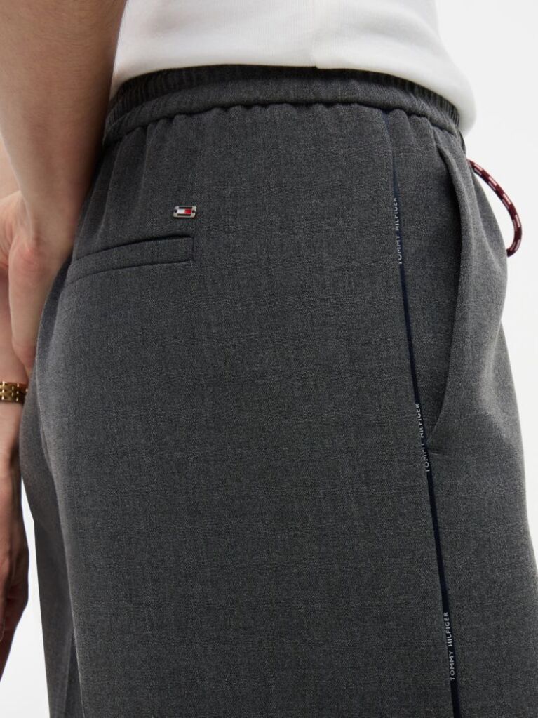 Grey Global Stripe Drawstring Wide Leg Trousers  Women