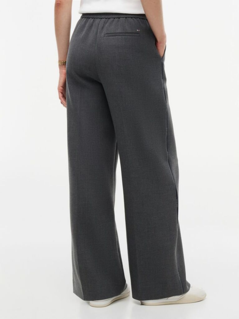 Grey Global Stripe Drawstring Wide Leg Trousers  Women