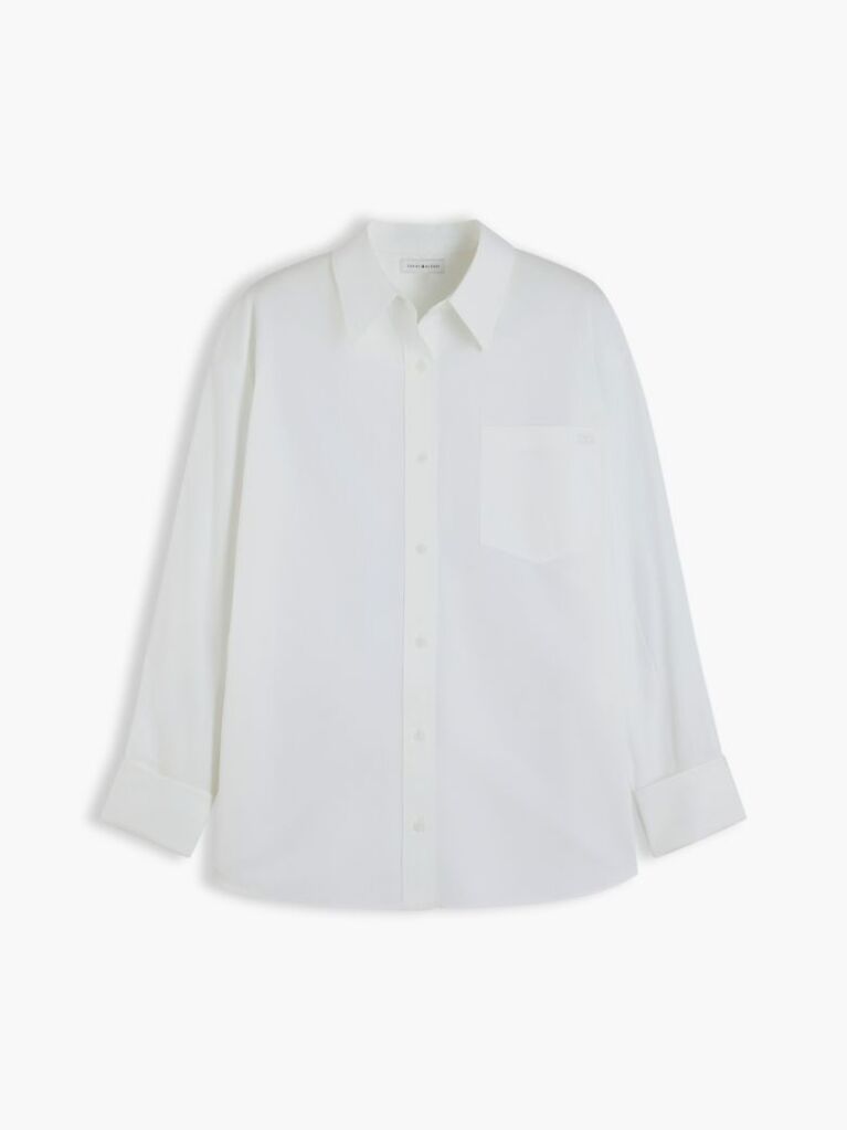 White Relaxed Fit Double Cuff Poplin Shirt  Women
