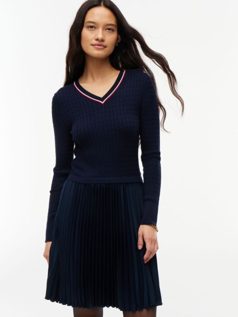 Blue Crepe Mixed Texture Mini Dress  Women