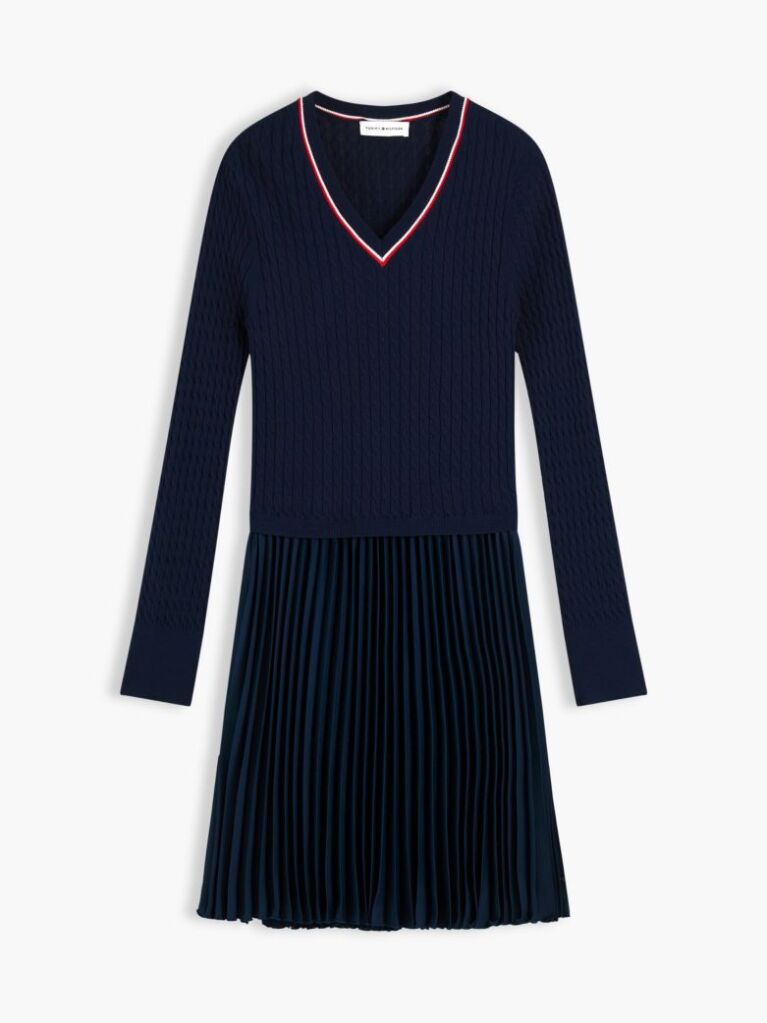 Blue Crepe Mixed Texture Mini Dress  Women