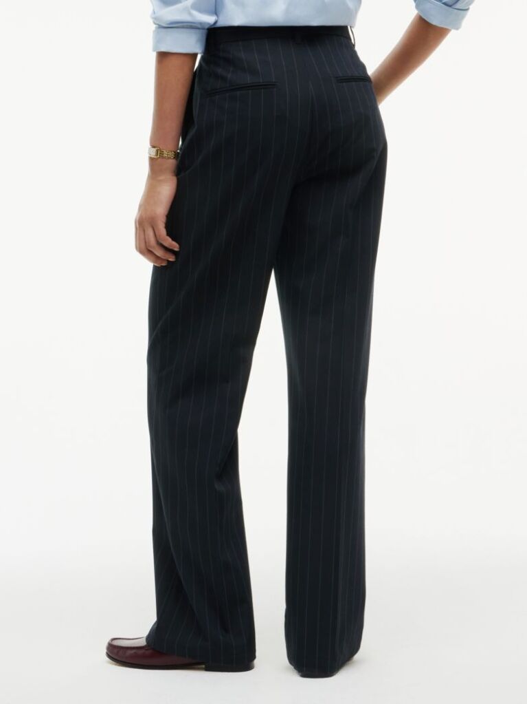 Blue Straight Leg Twill Trousers  Women