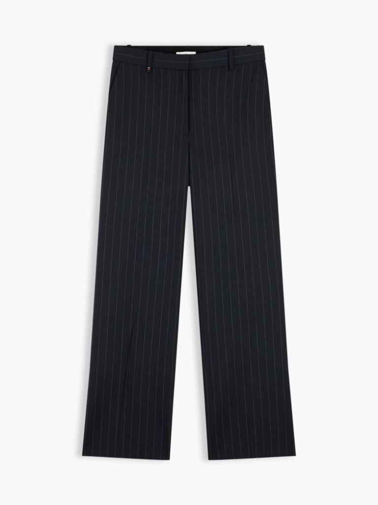 Blue Straight Leg Twill Trousers  Women