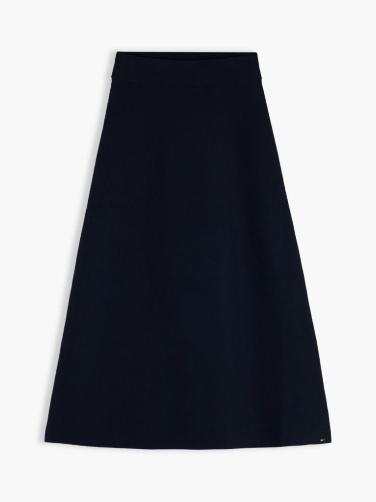Blue Premium Knit Slim A-Line Midi Skirt  Women