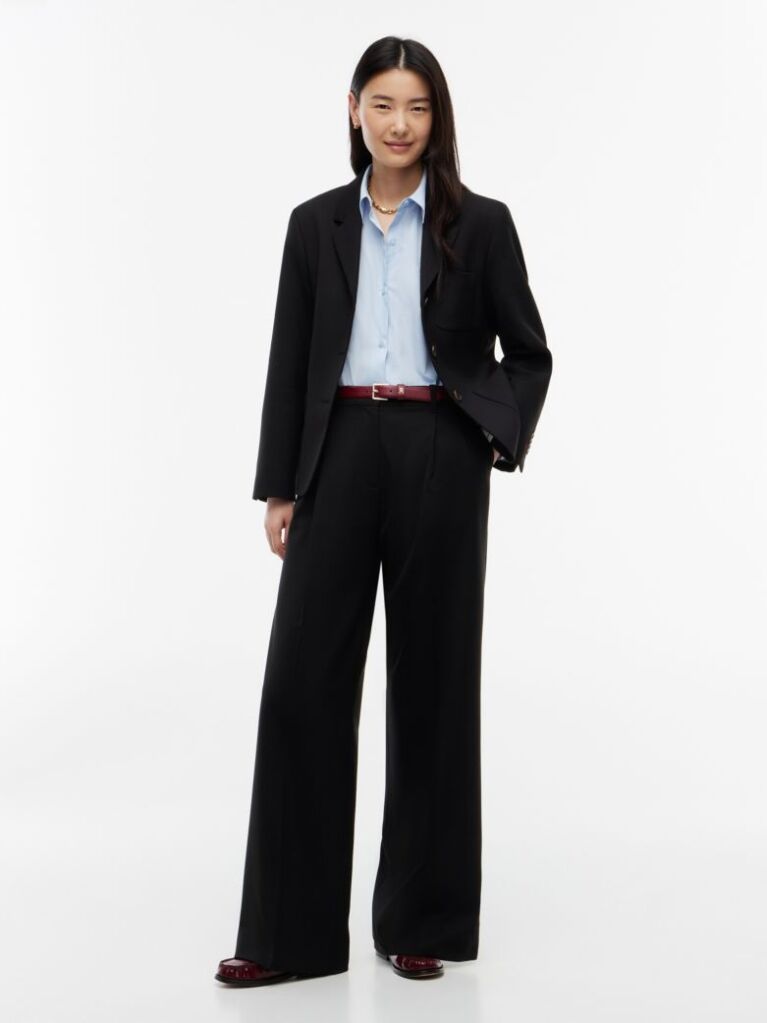 Black Timeless Wool Blend Wide Leg Trousers  Women